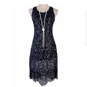 1920s Gatsby Sequin Fringe Flapper Dress
